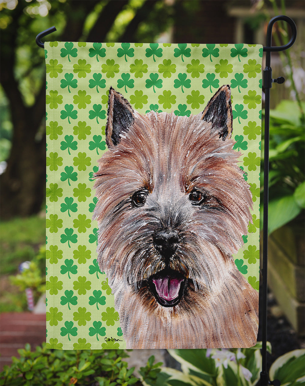 Norwich Terrier Lucky Shamrock St. Patrick's Day Flag Garden Size
