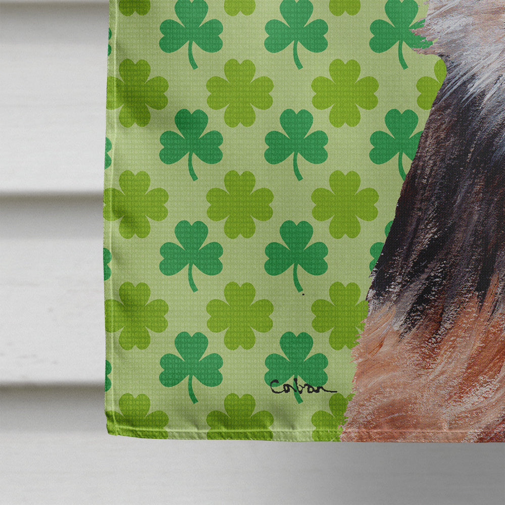 Norfolk Terrier Puppy Lucky Shamrock St. Patrick's Day Flag Canvas House Size SC9735CHF  the-store.com.