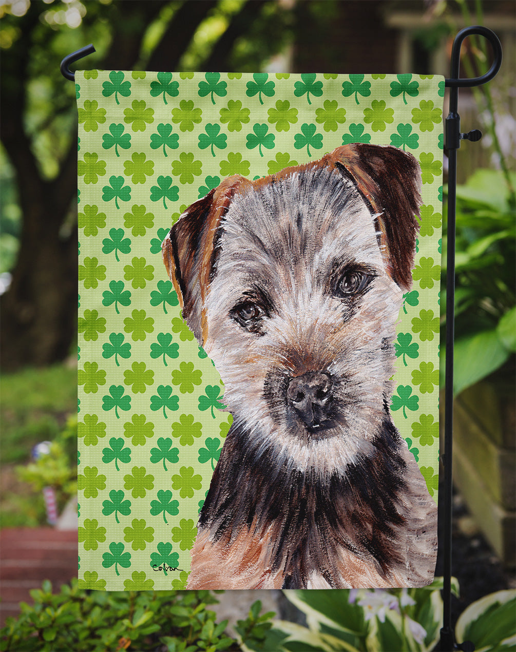 Norfolk Terrier Puppy Lucky Shamrock St. Patrick's Day Flag Garden Size