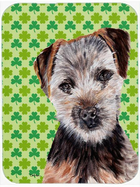 Norfolk Terrier Puppy Lucky Shamrock St. Patrick&#39;s Day Glass Cutting Board Large Size SC9735LCB by Caroline&#39;s Treasures