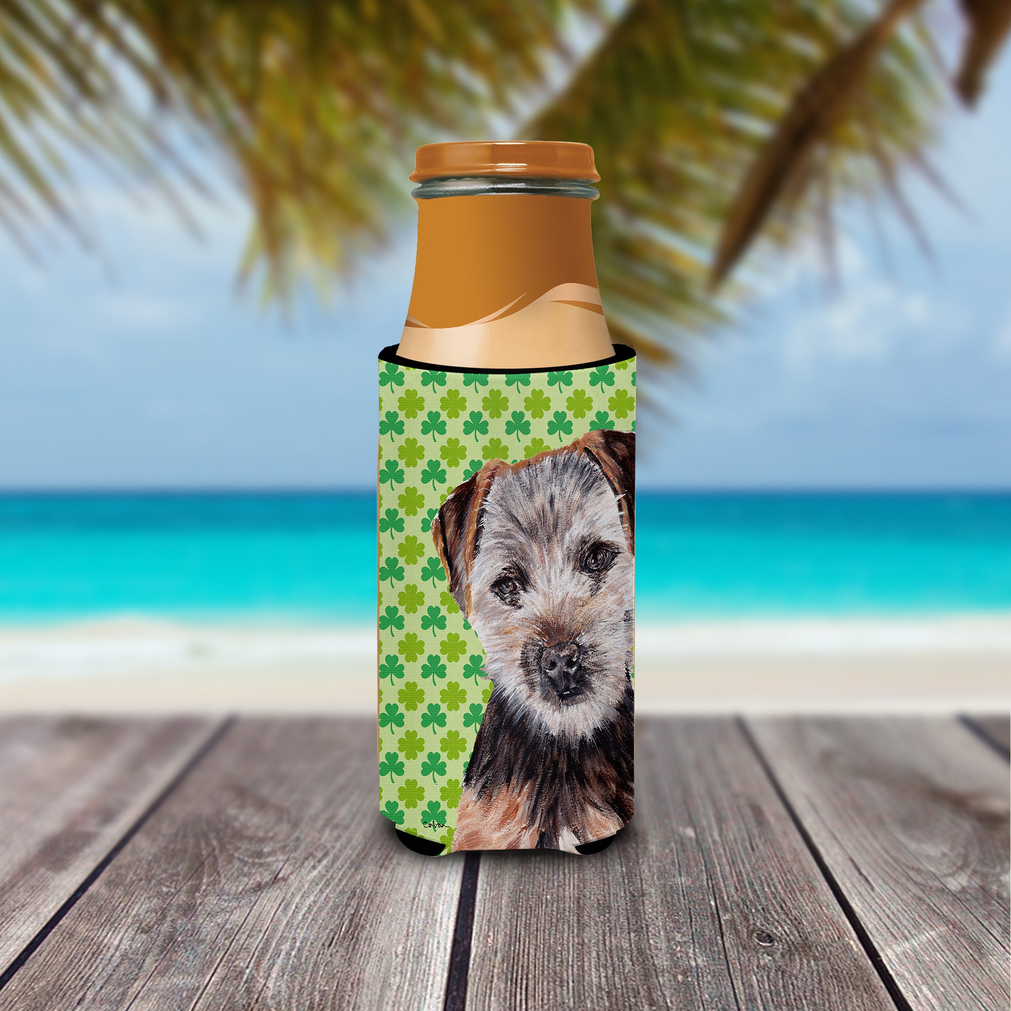 Norfolk Terrier Puppy Lucky Shamrock St. Patrick's Day Ultra Beverage Insulators for slim cans SC9735MUK