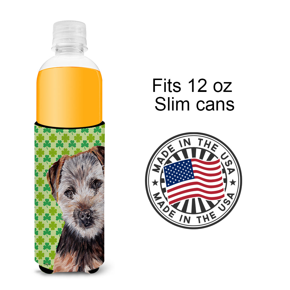 Norfolk Terrier Puppy Lucky Shamrock St. Patrick's Day Ultra Beverage Insulators for slim cans SC9735MUK.