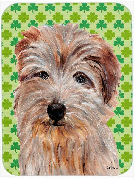 Norfolk Terrier Lucky Shamrock St. Patrick&#39;s Day Glass Cutting Board Large Size SC9736LCB by Caroline&#39;s Treasures