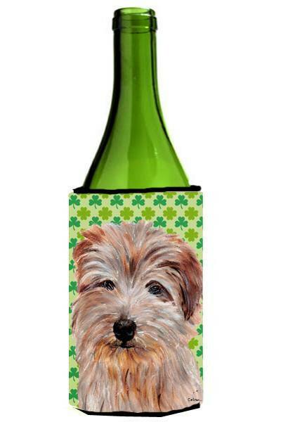 Norfolk Terrier Lucky Shamrock St. Patrick&#39;s Day Wine Bottle Beverage Insulator Hugger SC9736LITERK by Caroline&#39;s Treasures