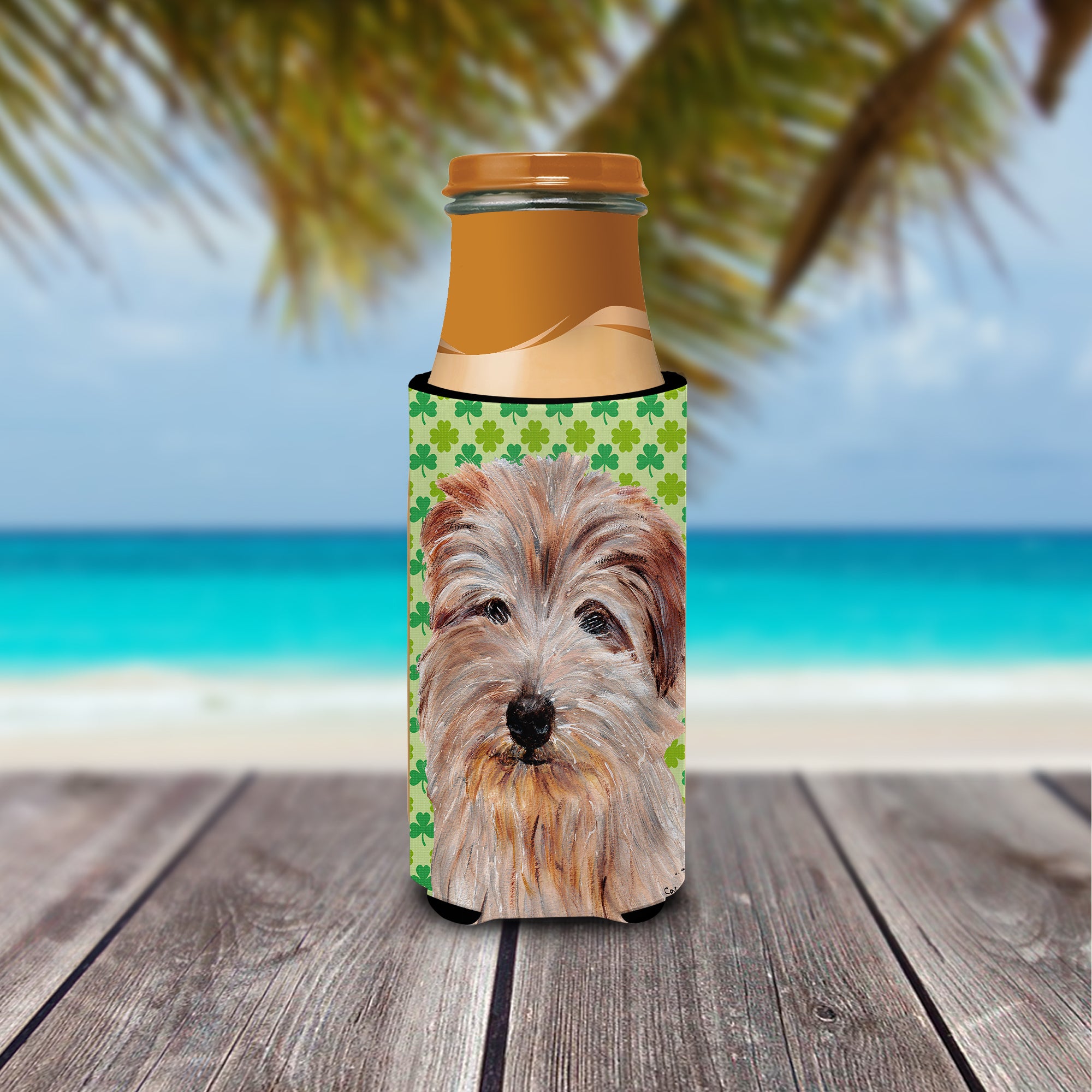 Norfolk Terrier Lucky Shamrock St. Patrick's Day Ultra Beverage Insulators for slim cans SC9736MUK