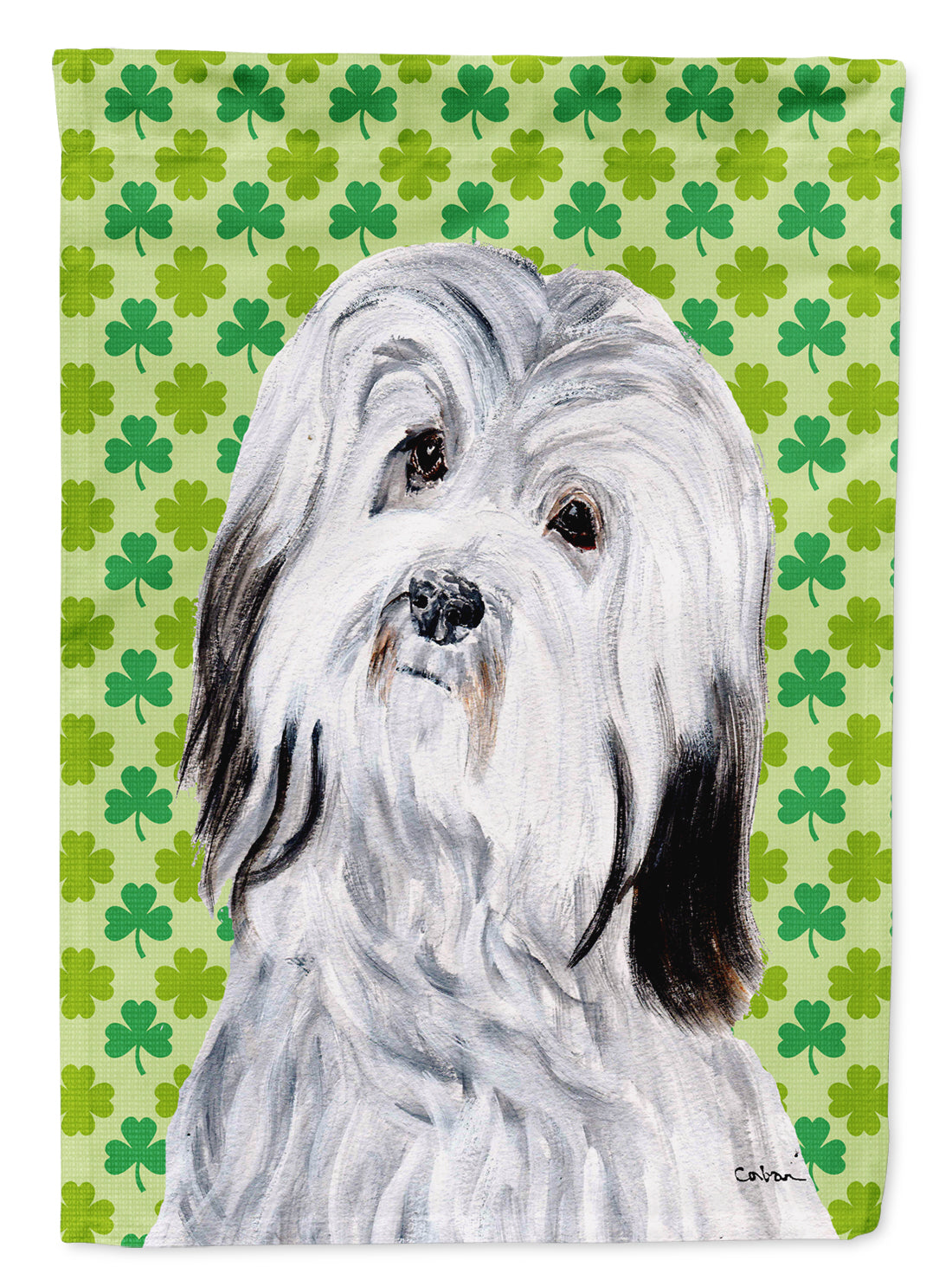 Havanese Lucky Shamrock St. Patrick&#39;s Day Flag Canvas House Size SC9737CHF  the-store.com.