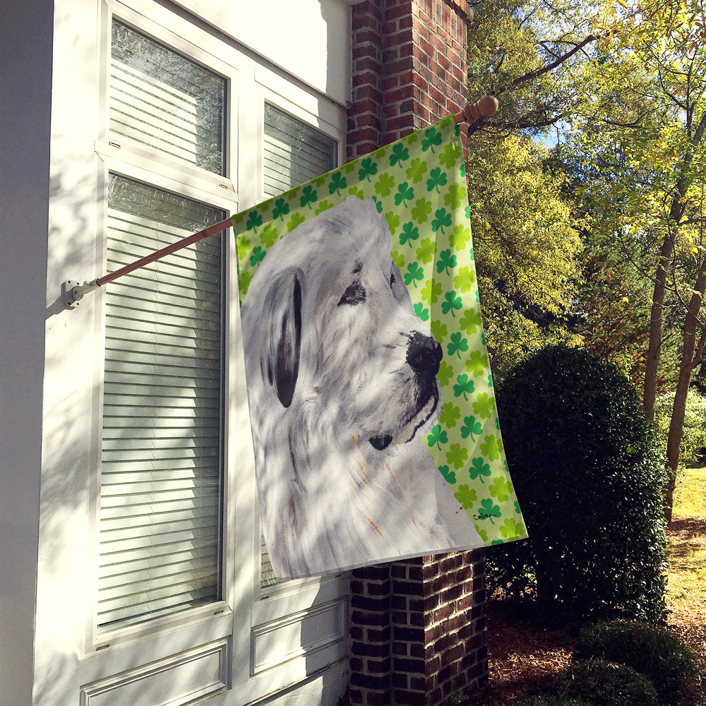 Great Pyrenees Lucky Shamrock St. Patrick's Day Flag Canvas House Size SC9738CHF  the-store.com.