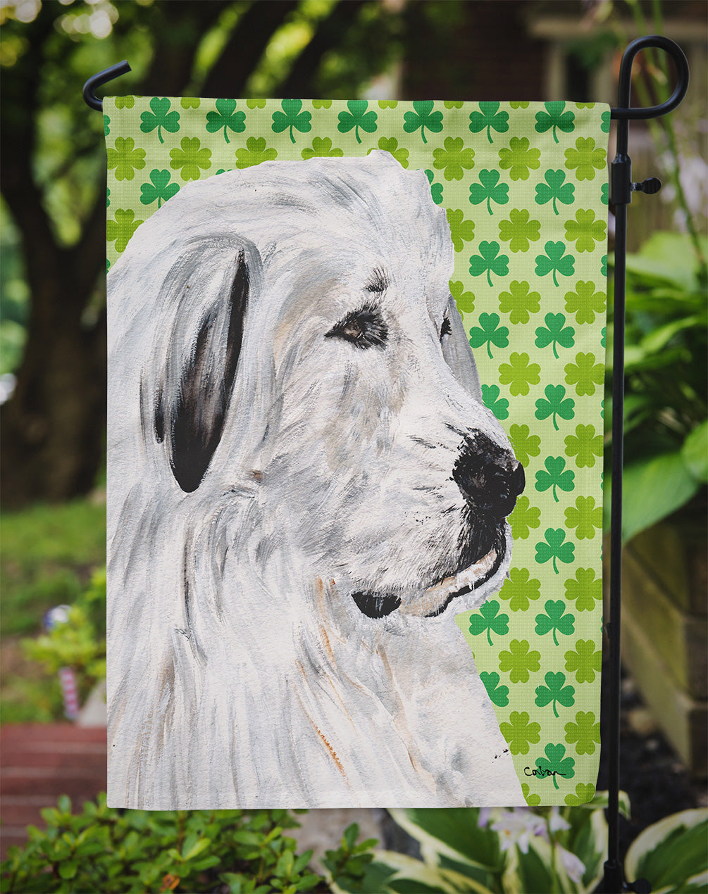 Great Pyrenees Lucky Shamrock St. Patrick's Day Flag Garden Size SC9738GF