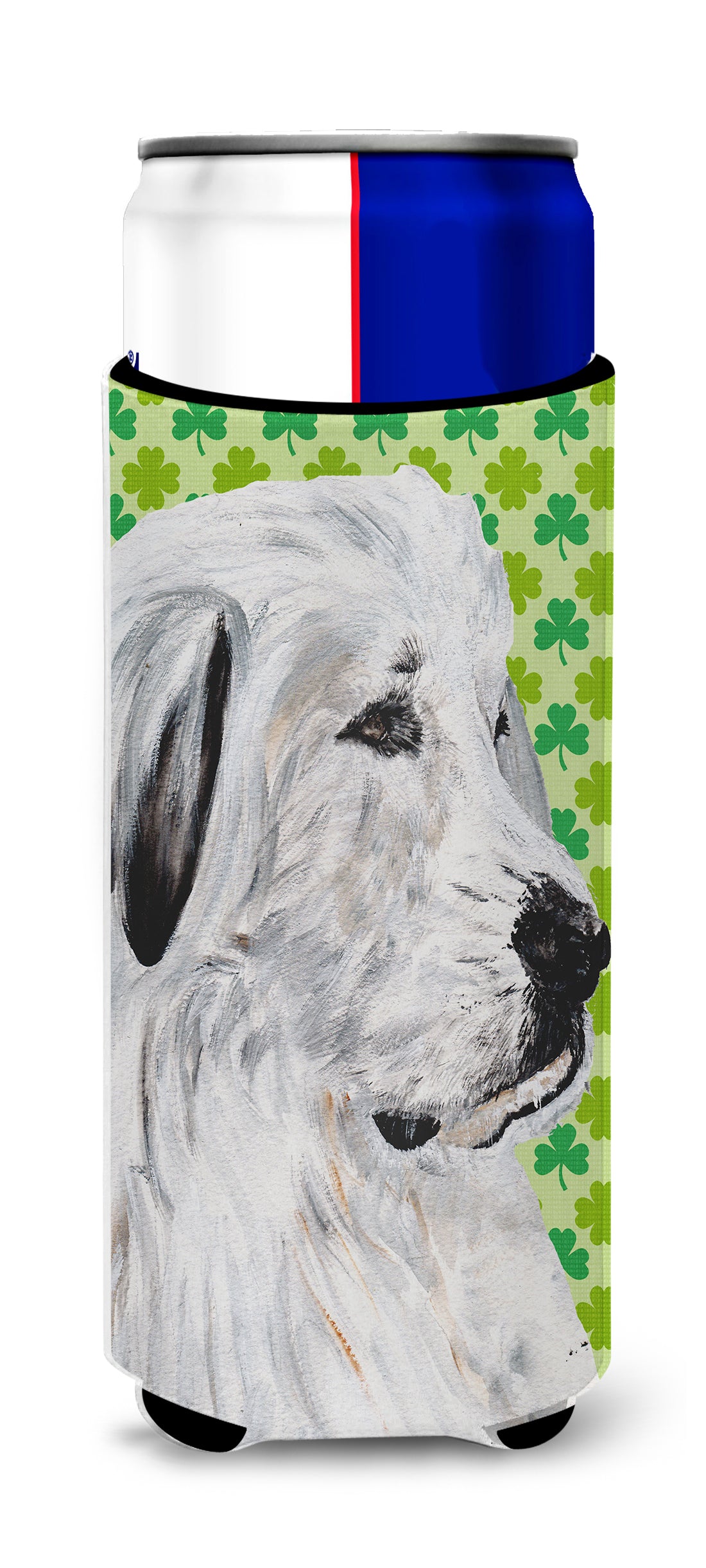 Great Pyrenees Lucky Shamrock St. Patrick&#39;s Day Ultra Beverage Insulators for slim cans SC9738MUK