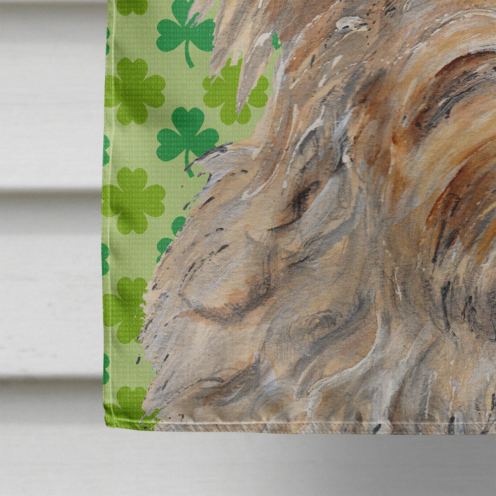 Golden Doodle 2 Lucky Shamrock St. Patrick's Day Flag Canvas House Size SC9739CHF  the-store.com.