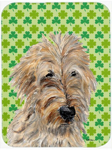 Golden Doodle 2 Lucky Shamrock St. Patrick&#39;s Day Glass Cutting Board Large Size SC9739LCB by Caroline&#39;s Treasures