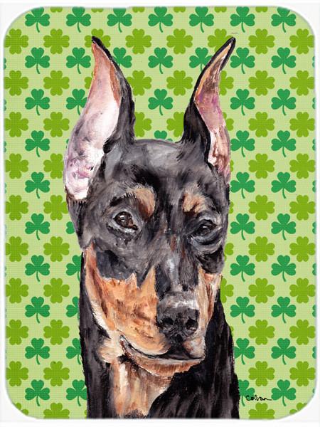 German Pinscher Lucky Shamrock St. Patrick&#39;s Day Glass Cutting Board Large Size SC9740LCB by Caroline&#39;s Treasures