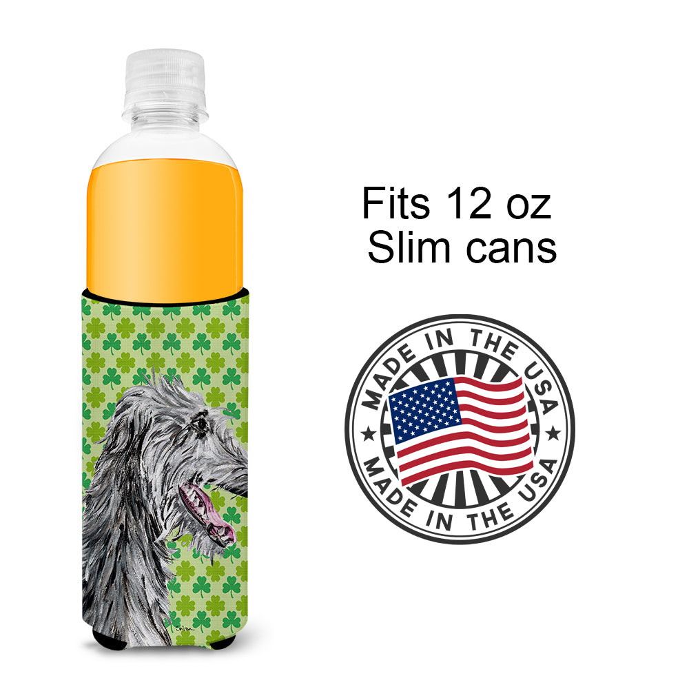 Scottish Deerhound Lucky Shamrock St. Patrick's Day Ultra Beverage Insulators for slim cans SC9741MUK.