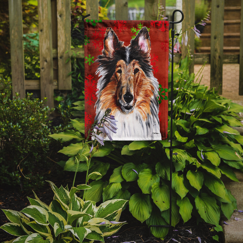 Collie Red Snowflakes Holiday Flag Garden Size SC9742GF