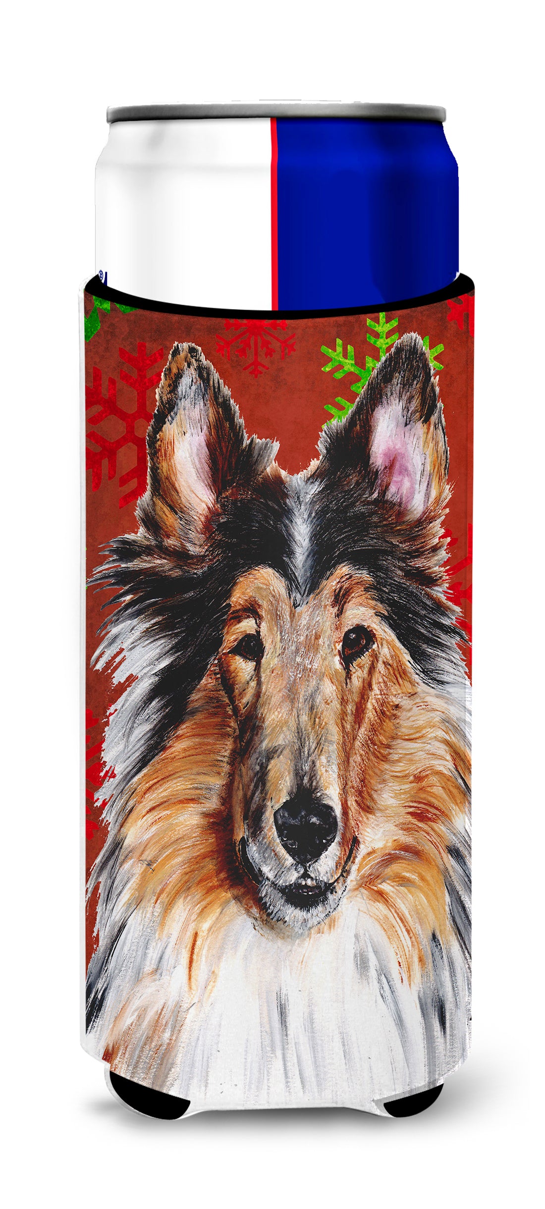 Collie Red Snowflakes Holiday Ultra Beverage Isolateurs pour canettes minces SC9742MUK