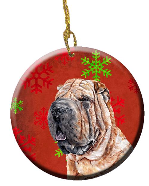 Shar Pei Red Snowflakes Holiday Ceramic Ornament SC9743CO1 by Caroline&#39;s Treasures