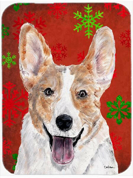 Cardigan Corgi Red Snowflakes Holiday Glass Cutting Board Large Size SC9744LCB by Caroline&#39;s Treasures