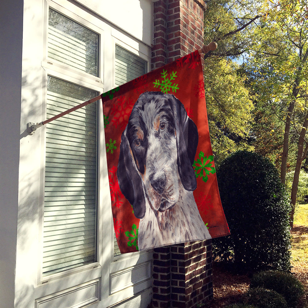 Blue Tick Coonhound Red Snowflakes Holiday Flag Canvas House Size SC9745CHF