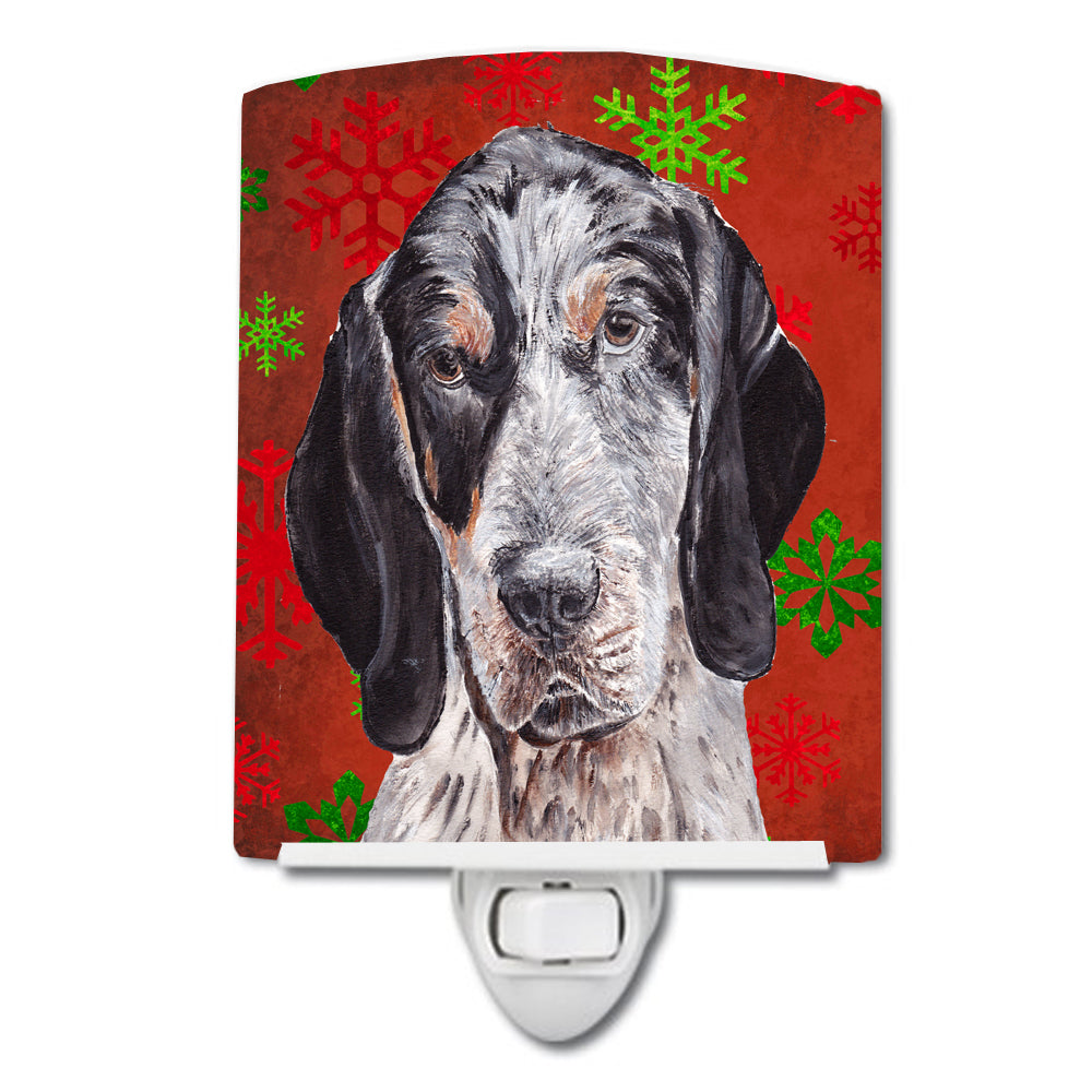 Blue Tick Coonhound Red Snowflakes Holiday Ceramic Night Light SC9745CNL - the-store.com