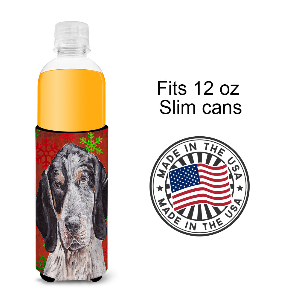 Blue Tick Coonhound Red Snowflakes Holiday Ultra Beverage Insulators for slim cans SC9745MUK.