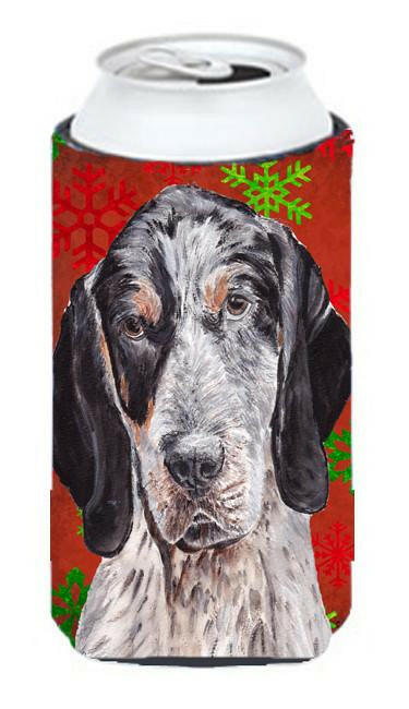 Blue Tick Coonhound Red Snowflakes Holiday Tall Boy Beverage Insulator Hugger SC9745TBC by Caroline&#39;s Treasures