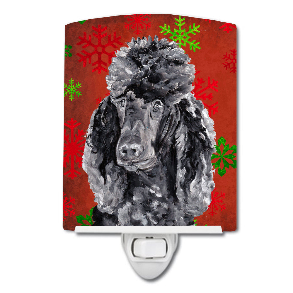 Black Standard Poodle Red Snowflakes Holiday Ceramic Night Light SC9746CNL - the-store.com