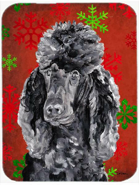 Black Standard Poodle Red Snowflakes Holiday Glass Cutting Board Large Size SC9746LCB by Caroline's Treasures