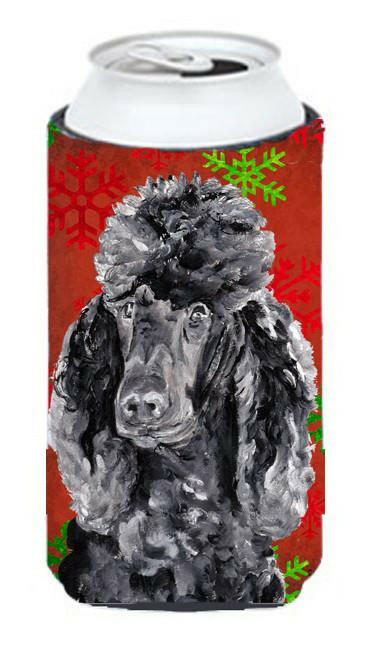 Black Standard Poodle Red Snowflakes Holiday Tall Boy Beverage Insulator Hugger SC9746TBC by Caroline&#39;s Treasures