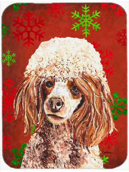 Red Miniature Poodle Red Snowflakes Holiday Glass Cutting Board Large Size SC9747LCB by Caroline's Treasures