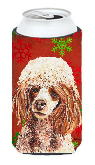 Red Miniature Poodle Red Snowflakes Holiday Tall Boy Beverage Insulator Hugger SC9747TBC by Caroline&#39;s Treasures