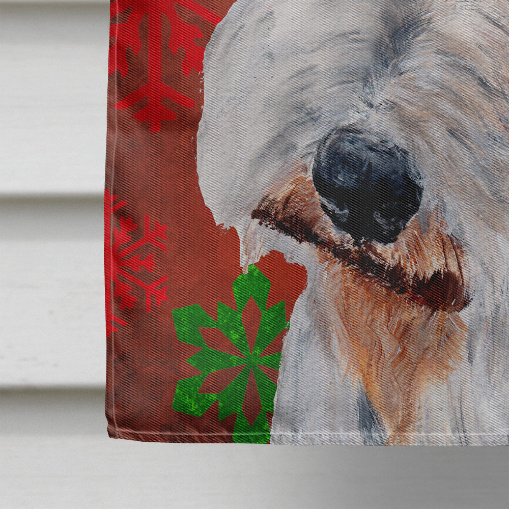Wire Fox Terrier Red Snowflakes Holiday Flag Canvas House Size SC9748CHF  the-store.com.