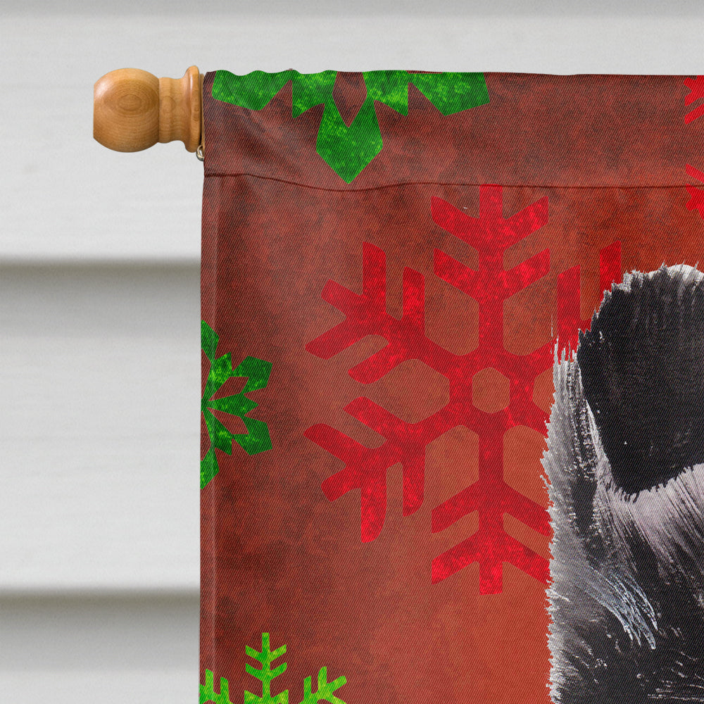 Black and White Collie Red Snowflakes Holiday Flag Canvas House Size SC9750CHF  the-store.com.