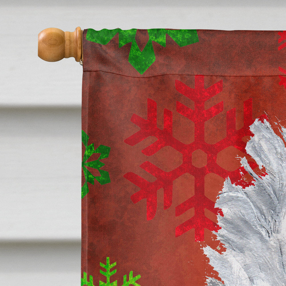 White Standard Poodle Red Snowflakes Holiday Flag Canvas House Size SC9751CHF  the-store.com.