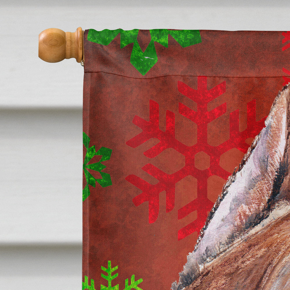 Staffordshire Bull Terrier Staffie Red Snowflakes Holiday Flag Canvas House Size SC9752CHF