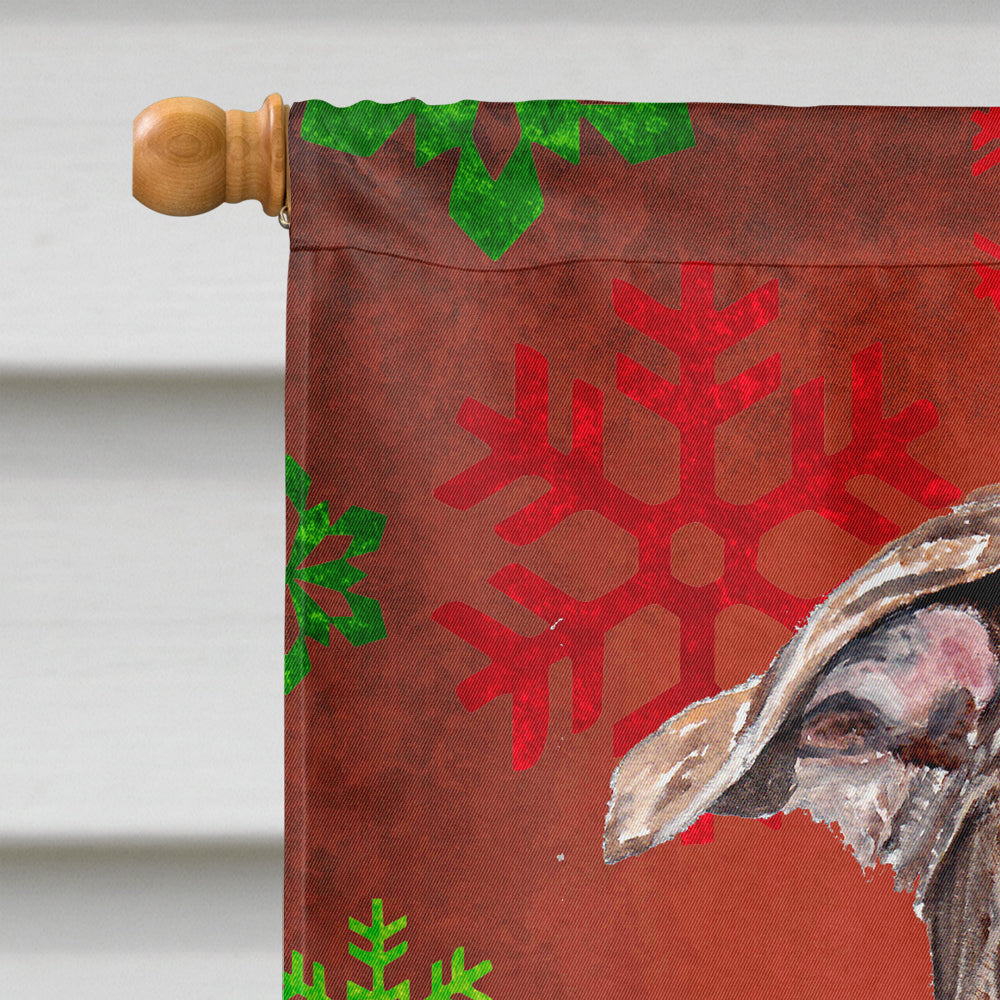 Staffordshire Bull Terrier Staffie Red Snowflakes Holiday Flag Canvas House Size SC9753CHF  the-store.com.