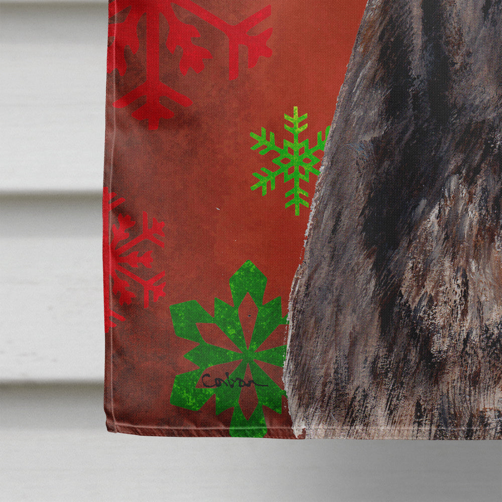 Staffordshire Bull Terrier Staffie Red Snowflakes Holiday Flag Canvas House Size SC9753CHF