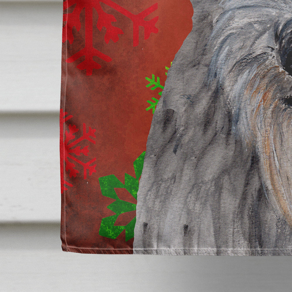 Scottish Deerhound Red Snowflakes Holiday Flag Canvas House Size SC9754CHF  the-store.com.