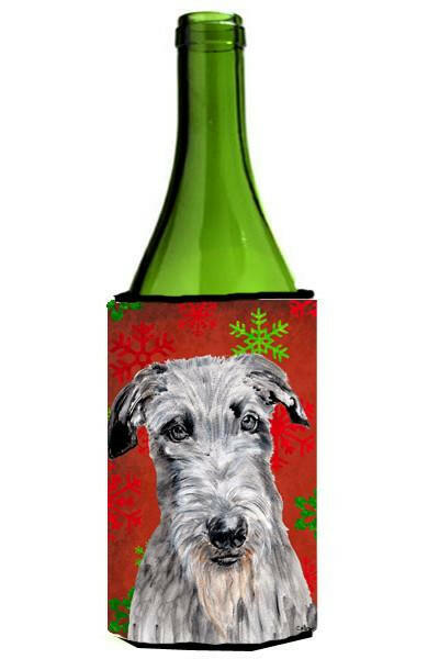 Scottish Deerhound Red Snowflakes Holiday Wine Bottle Beverage Insulator Hugger SC9754LITERK by Caroline&#39;s Treasures
