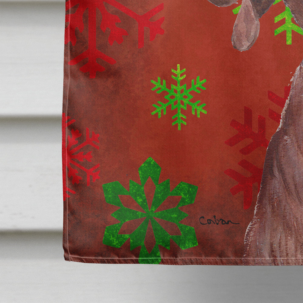 Redbone Coonhound Red Snowflakes Holiday Flag Canvas House Size SC9755CHF  the-store.com.