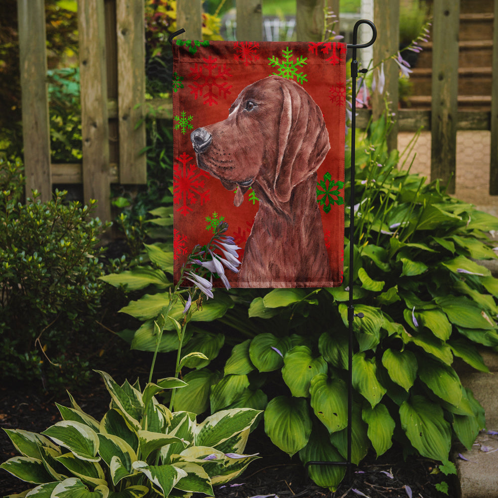 Redbone Coonhound Red Snowflakes Holiday Flag Garden Size SC9755GF  the-store.com.