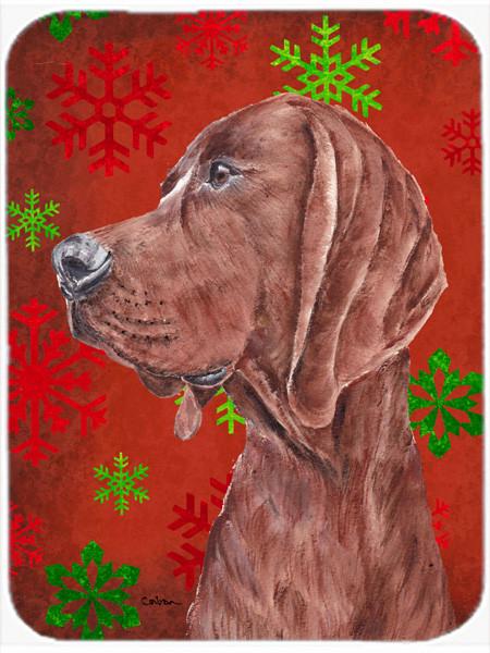 Redbone Coonhound Red Snowflakes Holiday Glass Cutting Board Large Size SC9755LCB by Caroline&#39;s Treasures