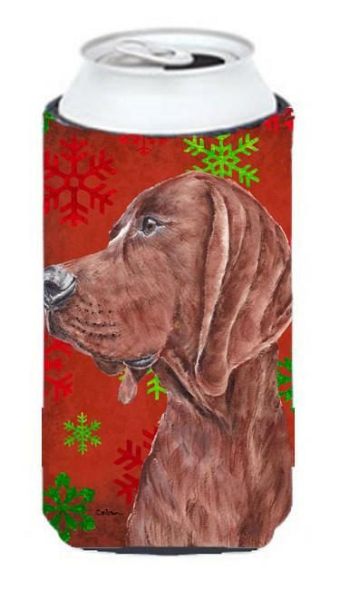 Redbone Coonhound Red Snowflakes Holiday Tall Boy Beverage Insulator Hugger SC9755TBC by Caroline&#39;s Treasures