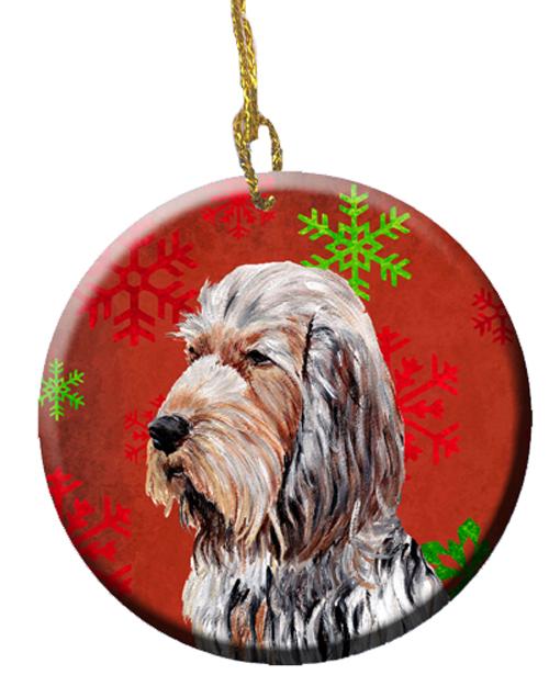 Otterhound Red Snowflakes Holiday Ceramic Ornament SC9756CO1 by Caroline&#39;s Treasures