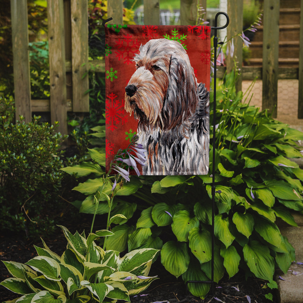 Otterhound Red Snowflakes Holiday Flag Garden Size SC9756GF  the-store.com.