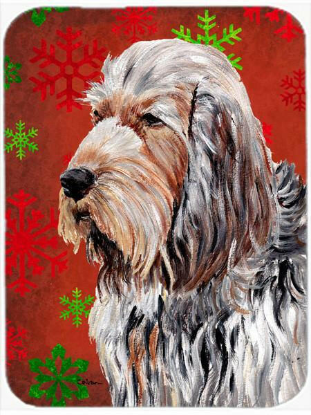 Otterhound Red Snowflakes Holiday Glass Cutting Board Large Size SC9756LCB by Caroline&#39;s Treasures