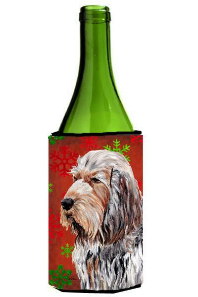 Otterhound Red Snowflakes Holiday Wine Bottle Beverage Insulator Hugger SC9756LITERK by Caroline&#39;s Treasures