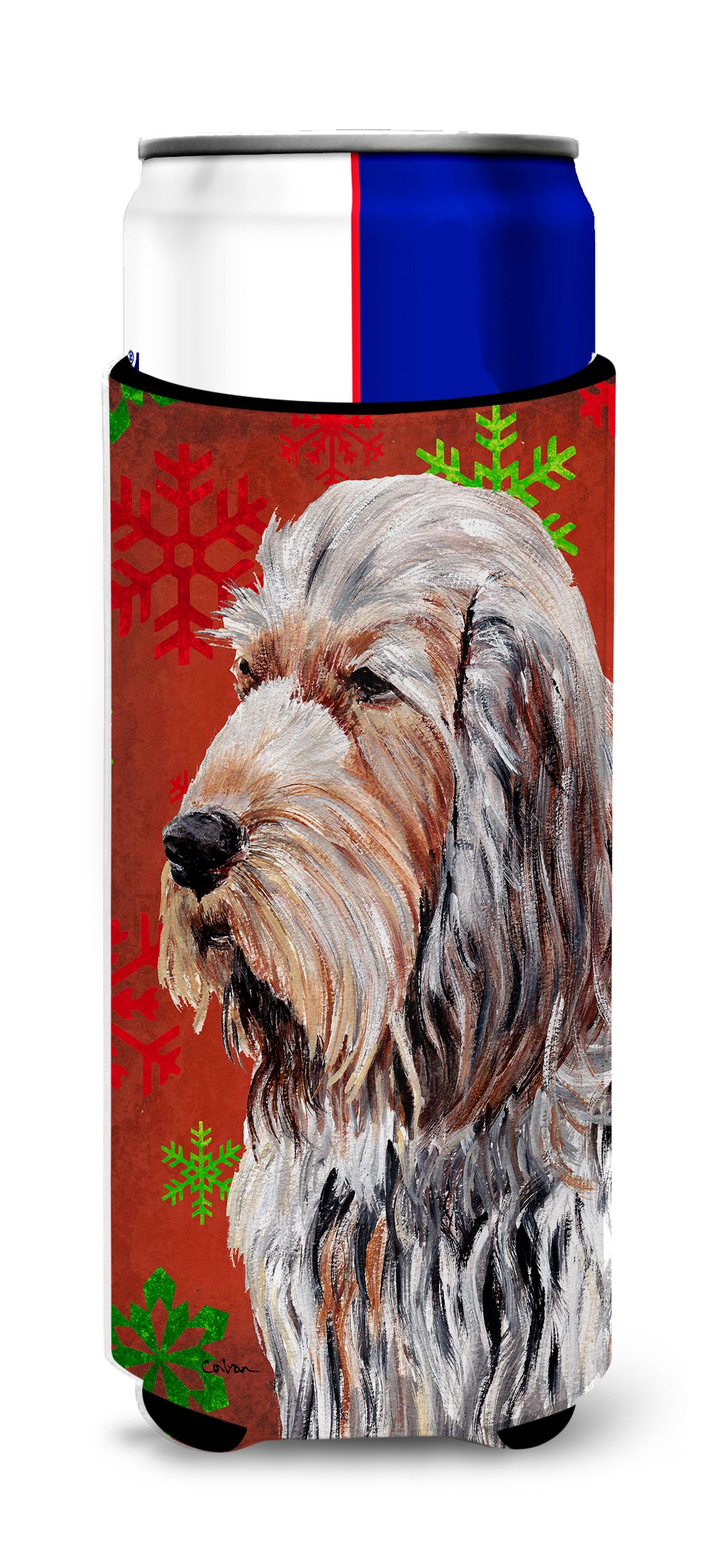 Otterhound Red Snowflakes Holiday Ultra Beverage Insulators for slim cans SC9756MUK.