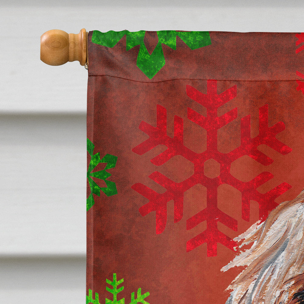 Otterhound Red Snowflakes Holiday Flag Canvas House Size SC9757CHF  the-store.com.