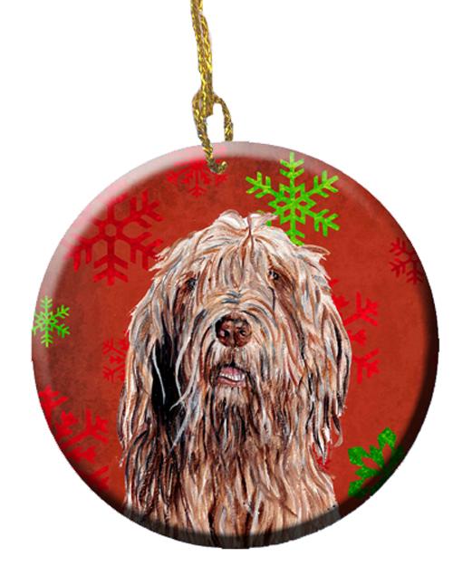 Otterhound Red Snowflakes Holiday Ceramic Ornament SC9757CO1 by Caroline&#39;s Treasures