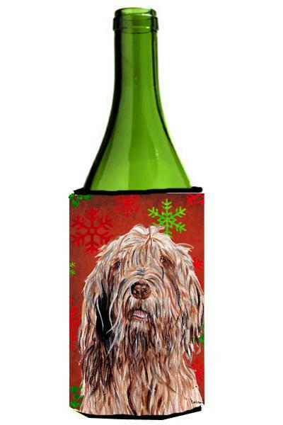 Otterhound Red Snowflakes Holiday Wine Bottle Beverage Insulator Hugger SC9757LITERK by Caroline&#39;s Treasures